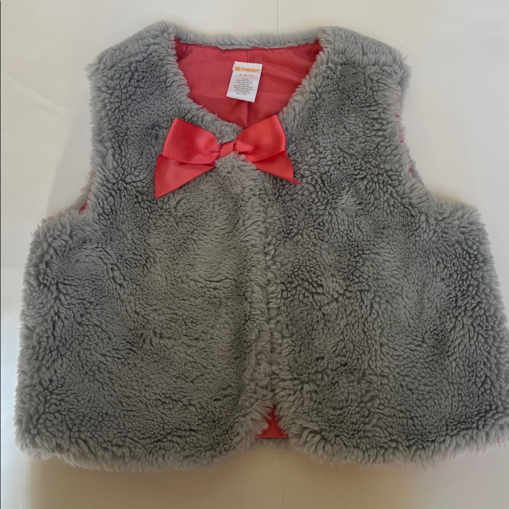 Gymboree Girls Cozy Faux Fur Vest Grey S (5-6)